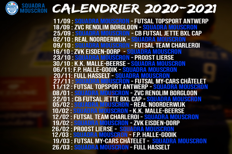 Le calendrier de la prochaine saison est sorti