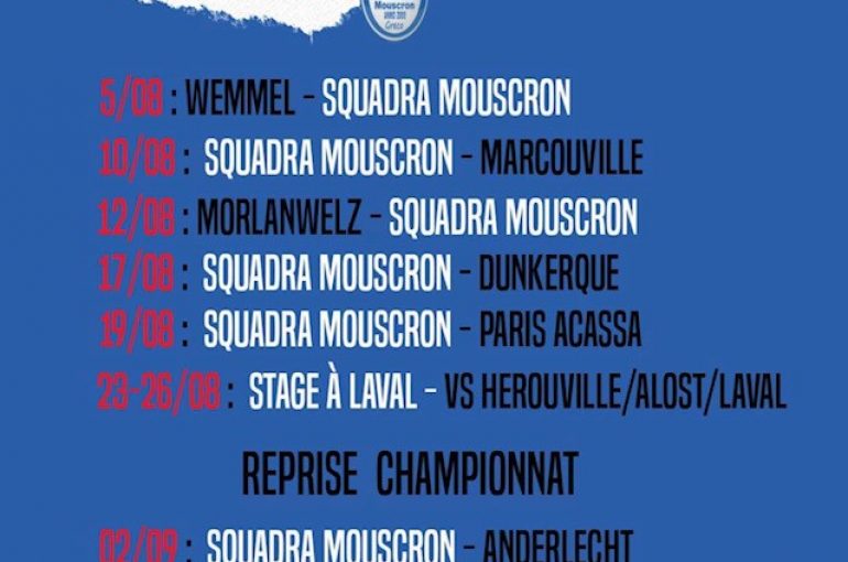 Programme des matchs pour la préparation.